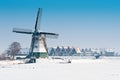 Beautiful winter windmill landscape