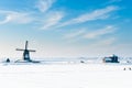 Beautiful winter windmill landscape