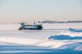 A beautiful wintery scene from Helsinki. An archipelago connection ferry, operated by Sunlines, travelling through heavy ice