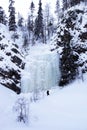 Winter wonderland with frozen waterfall, Finland