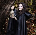 Beautiful witch in the forest Royalty Free Stock Photo