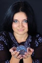 Beautiful witch with magic sphere Royalty Free Stock Photo