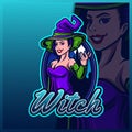 Beautiful Witch Magician mascot esport logo design illustrations vector template, Witch , Magician logo for team game streamer