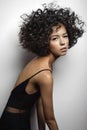 Beautiful woman with afro curls hairstyle Royalty Free Stock Photo