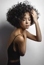 Beautiful woman with afro curls hairstyle Royalty Free Stock Photo
