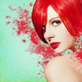 Beautiful woman, Artwork with ink in grunge style Royalty Free Stock Photo