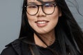 Beautiful woman asian studio fashion background portrait student cute business glasses smile Royalty Free Stock Photo
