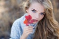 Beautiful woman in autumn park Royalty Free Stock Photo