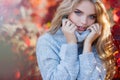 Beautiful woman in autumn park Royalty Free Stock Photo