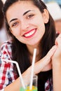 Beautiful woman in bar Royalty Free Stock Photo