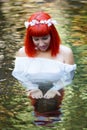 Beautiful woman bathing in a beautiful river Royalty Free Stock Photo