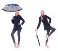 The beautiful woman in black coat with an umbrella Royalty Free Stock Photo