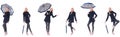 The beautiful woman in black coat with an umbrella Royalty Free Stock Photo