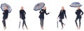 The beautiful woman in black coat with an umbrella Royalty Free Stock Photo