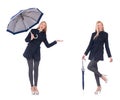 The beautiful woman in black coat with an umbrella Royalty Free Stock Photo