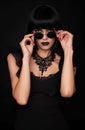 Beautiful woman in black gothic style Royalty Free Stock Photo