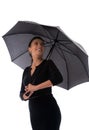 Beautiful woman with black umbrella Royalty Free Stock Photo