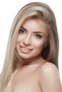 Beautiful woman blond portrait face studio