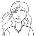 Beautiful woman with blouse and long hair in outlines, Vector illustration