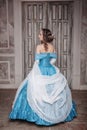 Beautiful woman in blue medieval dress Royalty Free Stock Photo