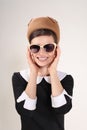 Beautiful woman brunette with sunglasses in retro style Royalty Free Stock Photo