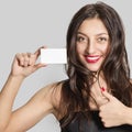 Beautiful woman with business card