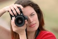 Beautiful woman with camera Royalty Free Stock Photo