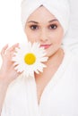 Beautiful woman with camomile Royalty Free Stock Photo