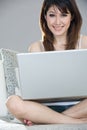 Beautiful woman in casual using laptop