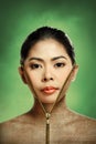 Beautiful woman changing skin, beauty concept Royalty Free Stock Photo