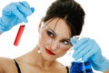 Beautiful woman with chemical glassware