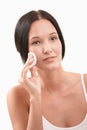 Beautiful woman cleaning face Royalty Free Stock Photo