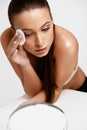 Beautiful Woman Cleaning Her Face. Cosmetology and Make up. Skin Royalty Free Stock Photo