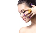 Beautiful woman with colorful nails Royalty Free Stock Photo