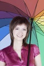 Beautiful woman with colorful umbrella