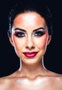 Beautiful woman with colourful makeup Royalty Free Stock Photo