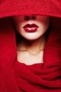 Fashion islamic style woman.red lips girl