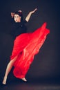 Beautiful woman dancing oriental dance. Royalty Free Stock Photo