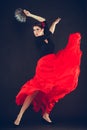 Beautiful woman dancing oriental dance. Royalty Free Stock Photo