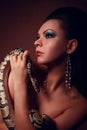 Beautiful Woman with dangerous snake Royalty Free Stock Photo