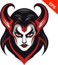 Beautiful woman demon , fantasy succubus vector women, red color. Isolated vector sign symbol