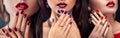 Beautiful woman with different make-up and manicure. Three variants of stylish looks Royalty Free Stock Photo