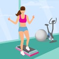 Beautiful woman doing aerobic workout in the gym