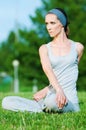 Beautiful woman doing stretching exercise Royalty Free Stock Photo