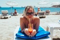 beautiful woman drinking cocktail Royalty Free Stock Photo