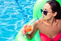 Beautiful woman drinking cocktail Royalty Free Stock Photo