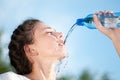 Beautiful woman drinking water. Thirst