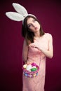 Beautiful Woman With An Easter Egg Basket