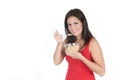 Beautiful woman eating her breakfast Royalty Free Stock Photo