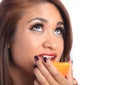 Beautiful Woman Eating Orange